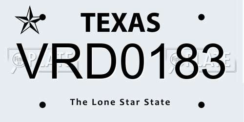 VRD0183 Texas License Plate