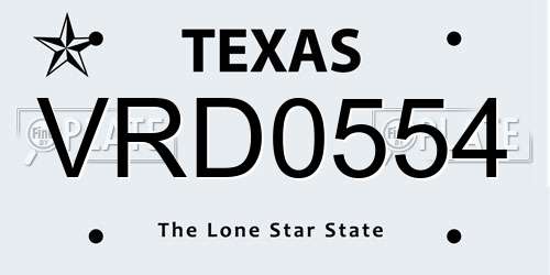 VRD0554 Texas License Plate