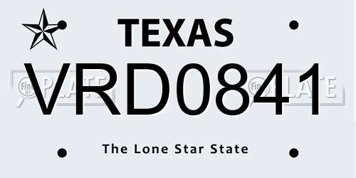VRD0841 Texas License Plate