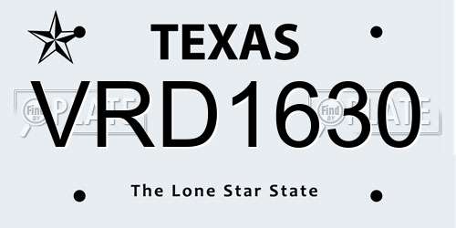 VRD1630 Texas License Plate
