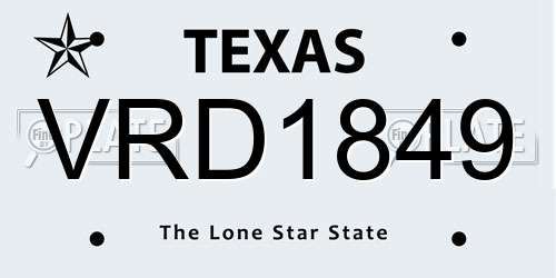VRD1849 Texas License Plate