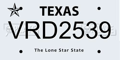 VRD2539 Texas License Plate