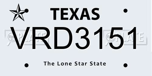 VRD3151 Texas License Plate