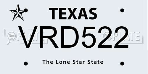 VRD522 Texas License Plate
