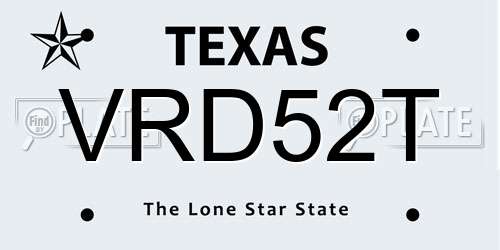 VRD52T Texas License Plate
