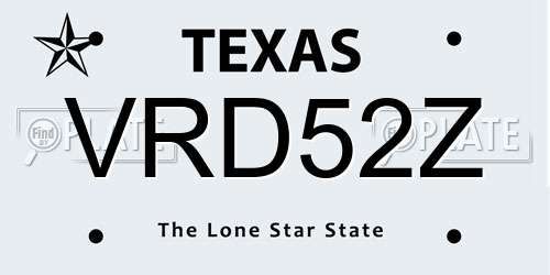 VRD52Z Texas License Plate