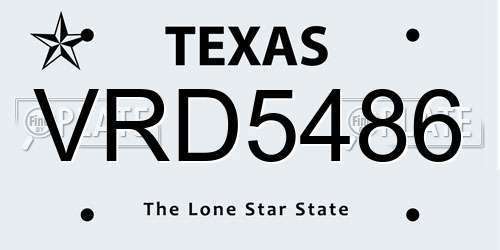 VRD5486 Texas License Plate