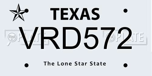 VRD572 Texas License Plate