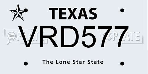 VRD577 Texas License Plate