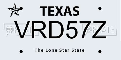VRD57Z Texas License Plate