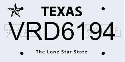 VRD6194 Texas License Plate