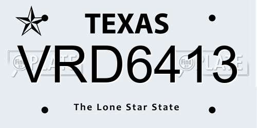 VRD6413 Texas License Plate