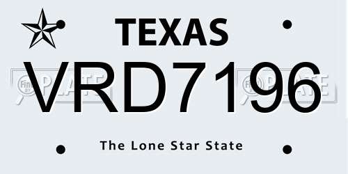 VRD7196 Texas License Plate