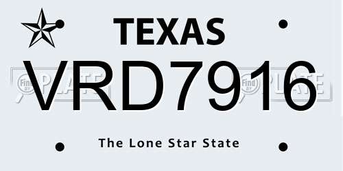 VRD7916 Texas License Plate