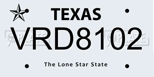 VRD8102 Texas License Plate