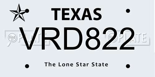 VRD822 Texas License Plate