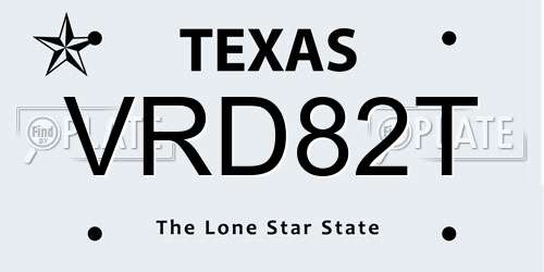 VRD82T Texas License Plate