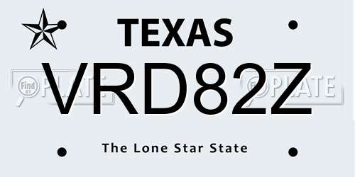 VRD82Z Texas License Plate