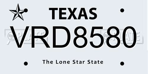 VRD8580 Texas License Plate