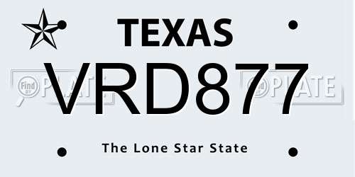 VRD877 Texas License Plate