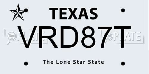 VRD87T Texas License Plate