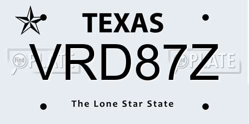 VRD87Z Texas License Plate