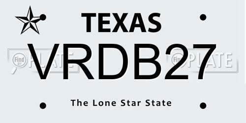 VRDB27 Texas License Plate