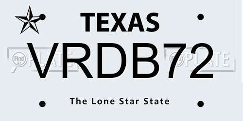 VRDB72 Texas License Plate