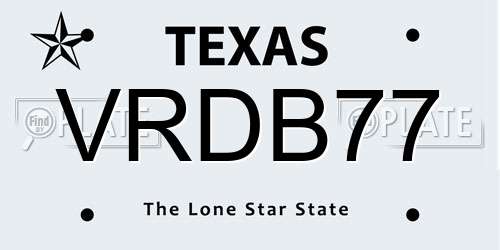 VRDB77 Texas License Plate