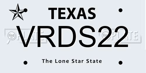 VRDS22 Texas License Plate