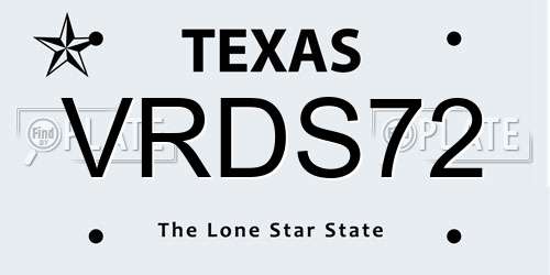VRDS72 Texas License Plate