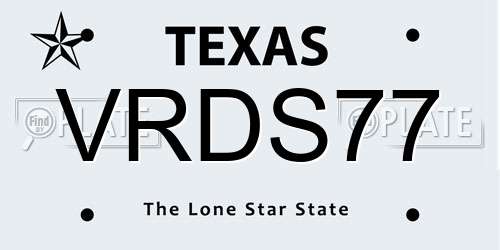 VRDS77 Texas License Plate