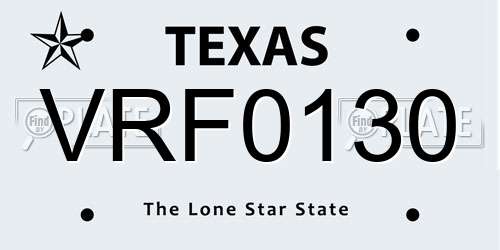 VRF0130 Texas License Plate