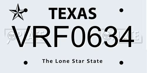 VRF0634 Texas License Plate