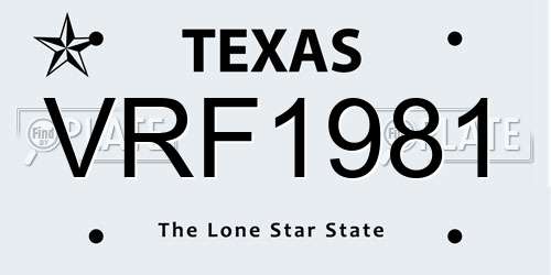 VRF1981 Texas License Plate