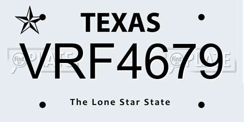 VRF4679 Texas License Plate