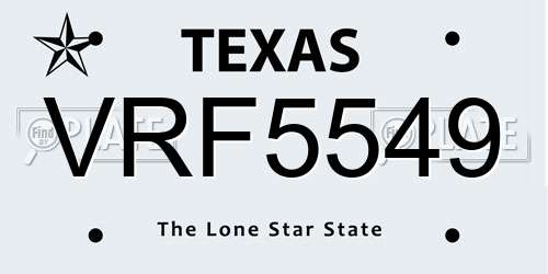 VRF5549 Texas License Plate