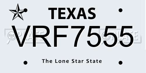 VRF7555 Texas License Plate