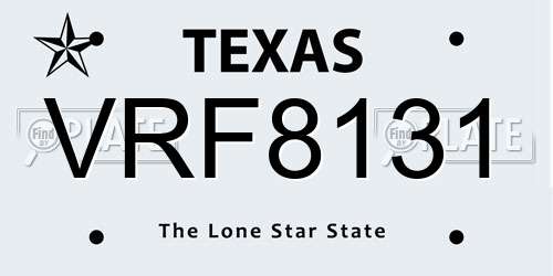 VRF8131 Texas License Plate
