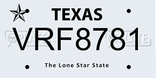 VRF8781 Texas License Plate
