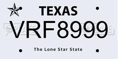 VRF8999 Texas License Plate