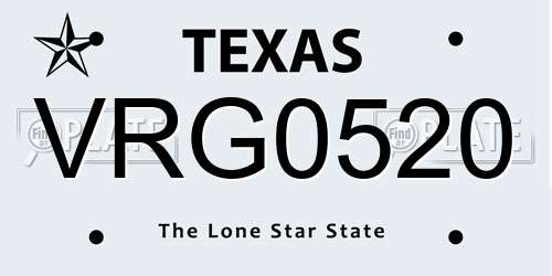 VRG0520 Texas License Plate