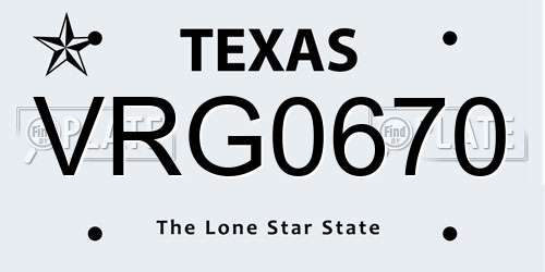 VRG0670 Texas License Plate