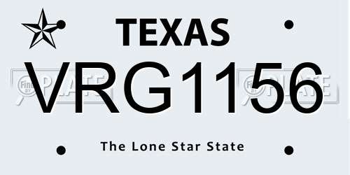 VRG1156 Texas License Plate