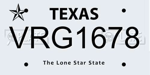 VRG1678 Texas License Plate