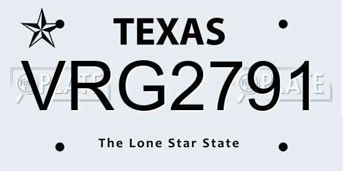 VRG2791 Texas License Plate
