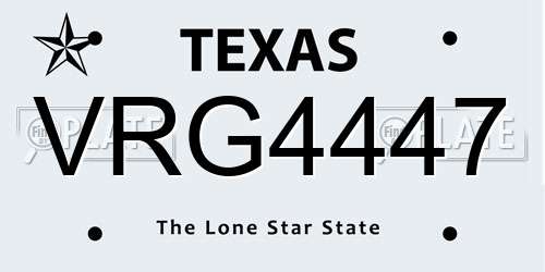 VRG4447 Texas License Plate