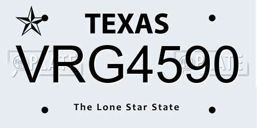 VRG4590 Texas License Plate