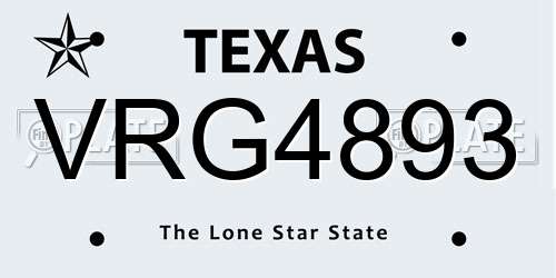 VRG4893 Texas License Plate