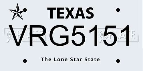 VRG5151 Texas License Plate